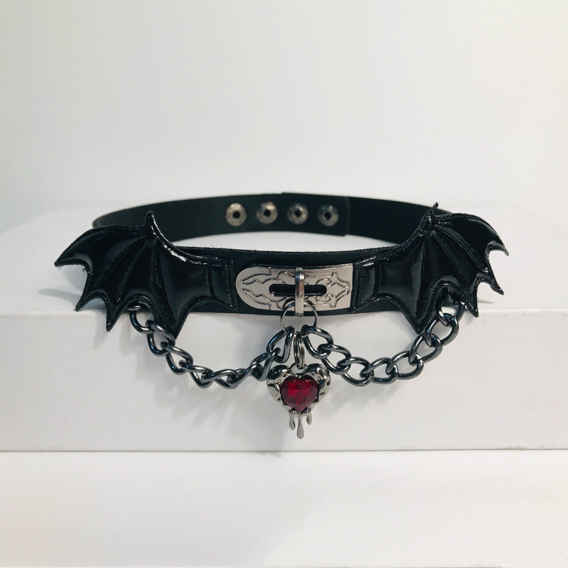 Dark Cross-winged Demon Collar Leather Punk-style Goth Accessory