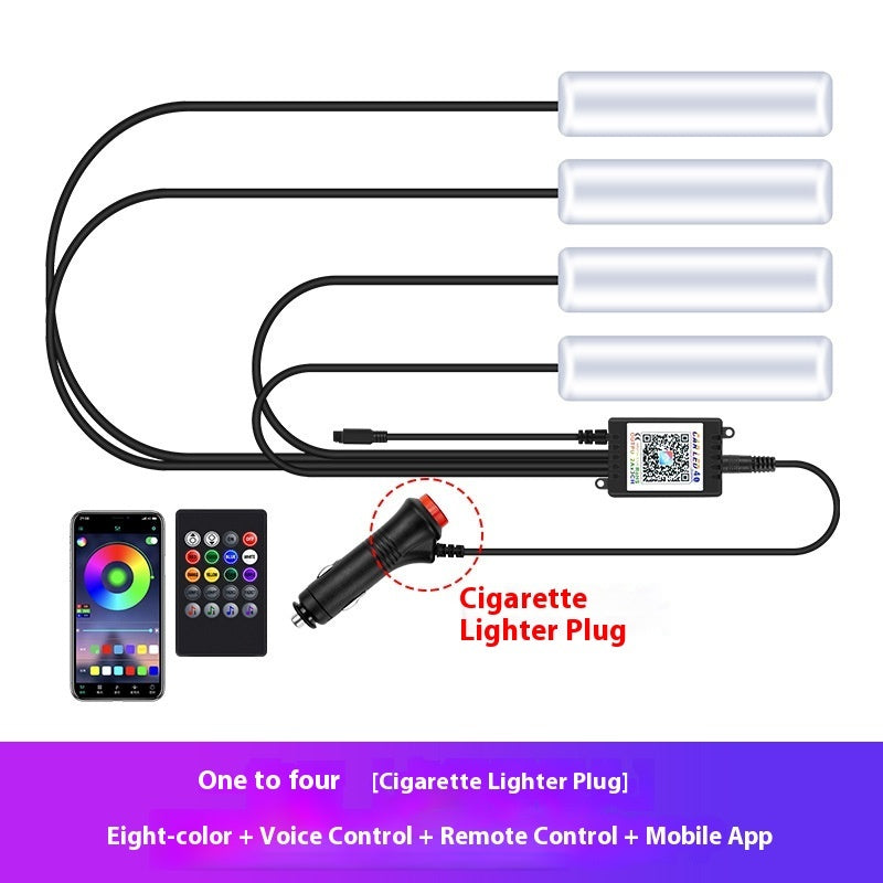 Car Atmosphere Light Car Interior No Modification Eight-Colors Atmosphere Light Car Foot Light
