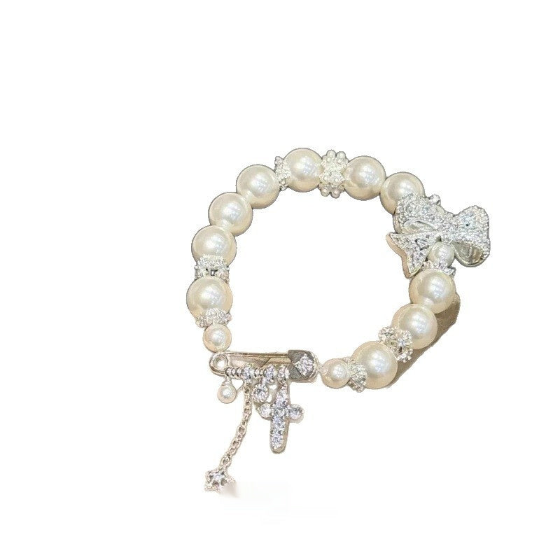 Luxury Lace Bow Bracelet With Full Diamond Pin Clasp