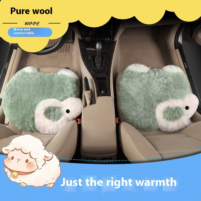 Cartoon Pure Wool Car Cushion Single Piece Thickened Winter Plush Warm Winter