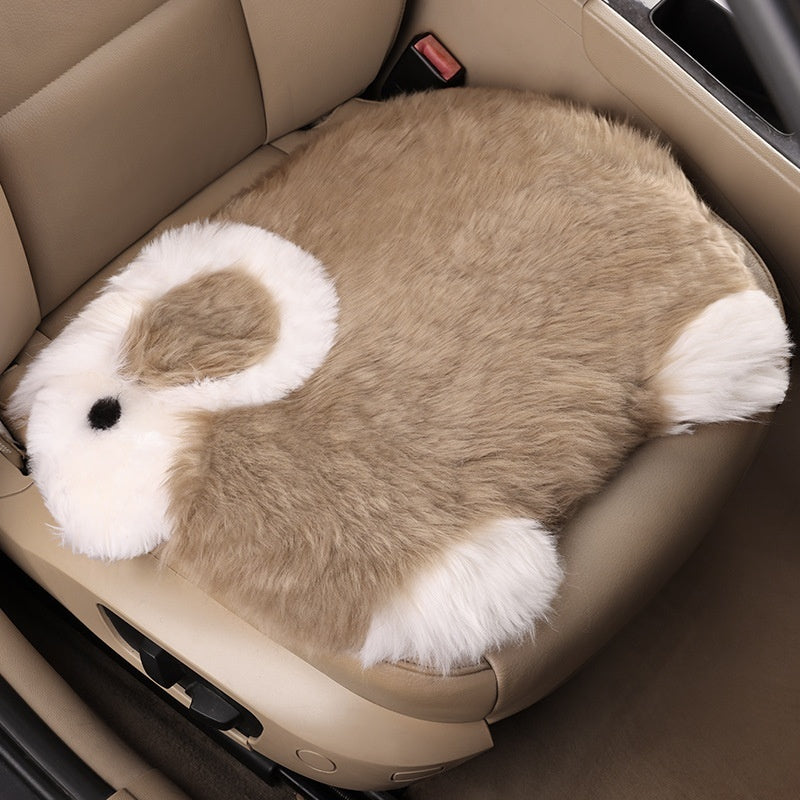 Cartoon Pure Wool Car Cushion Single Piece Thickened Winter Plush Warm Winter