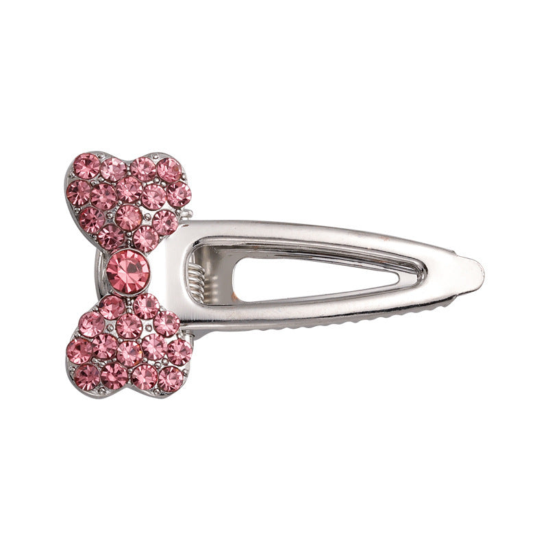 Heart Shape Rhinestone Side Bang Clip Sweet Cool Girl Metal Barrettes