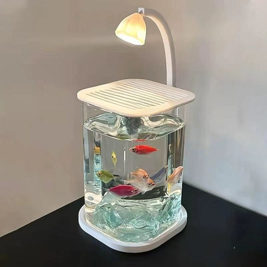 Fish Tank Super White Small Lazy Glass Cylinder Desktop Decoration