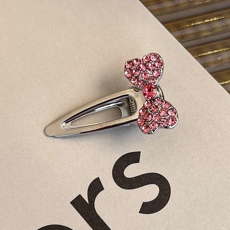 Heart Shape Rhinestone Side Bang Clip Sweet Cool Girl Metal Barrettes