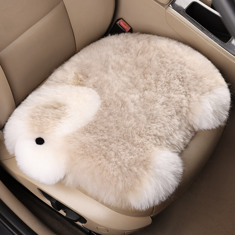 Cartoon Pure Wool Car Cushion Single Piece Thickened Winter Plush Warm Winter