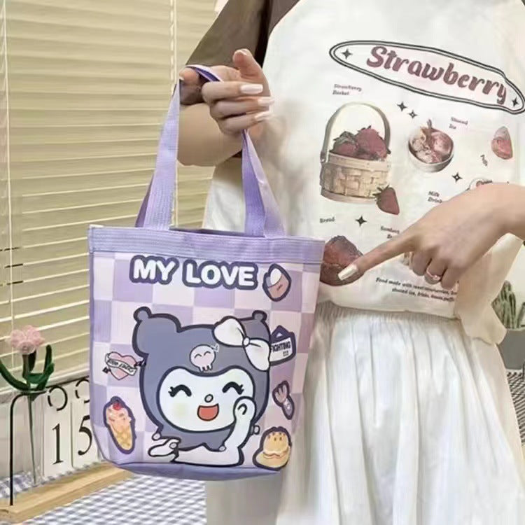 Cute Graffiti Ins Printing Cylinder Canvas Bucket Bag