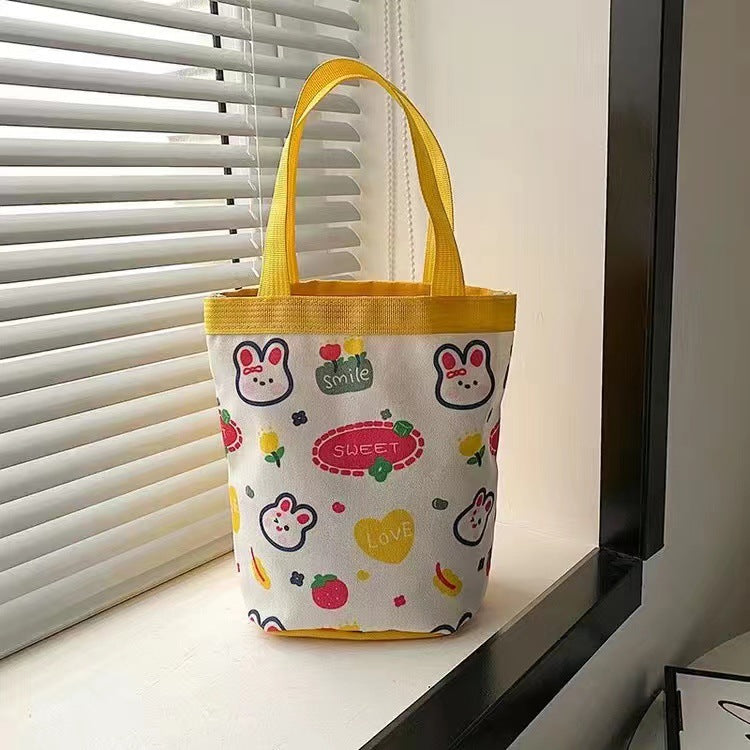 Cute Graffiti Ins Printing Cylinder Canvas Bucket Bag