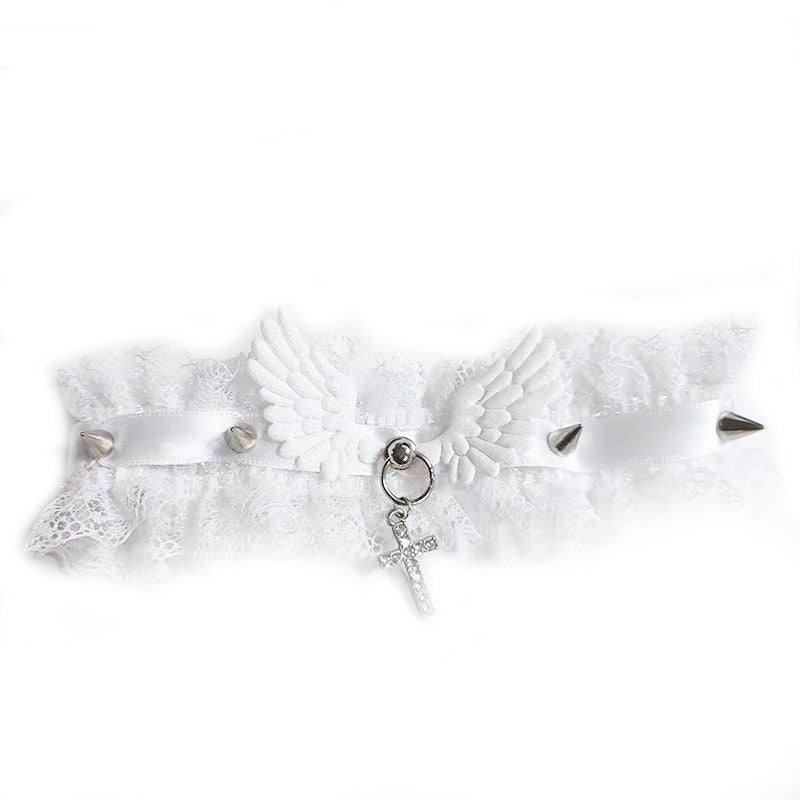Punk Rivet Cross Collar Chain