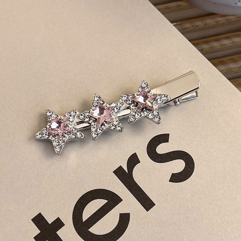 Heart Shape Rhinestone Side Bang Clip Sweet Cool Girl Metal Barrettes