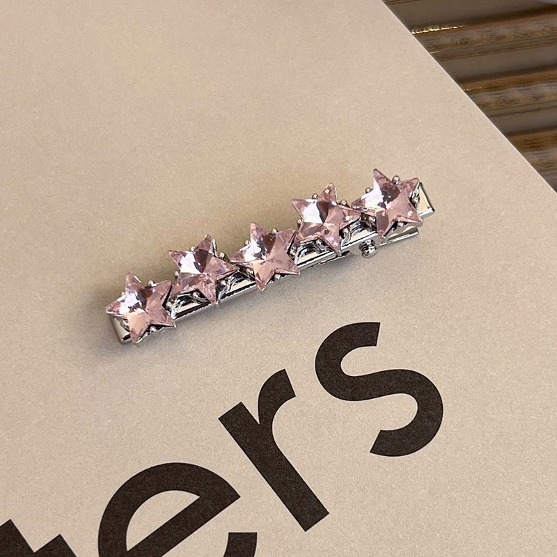 Heart Shape Rhinestone Side Bang Clip Sweet Cool Girl Metal Barrettes