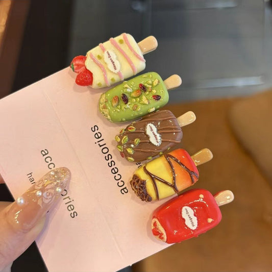 Small Ice Cream Resin Accessories Diy Cream Glue Barrettes Refridgerator Magnets