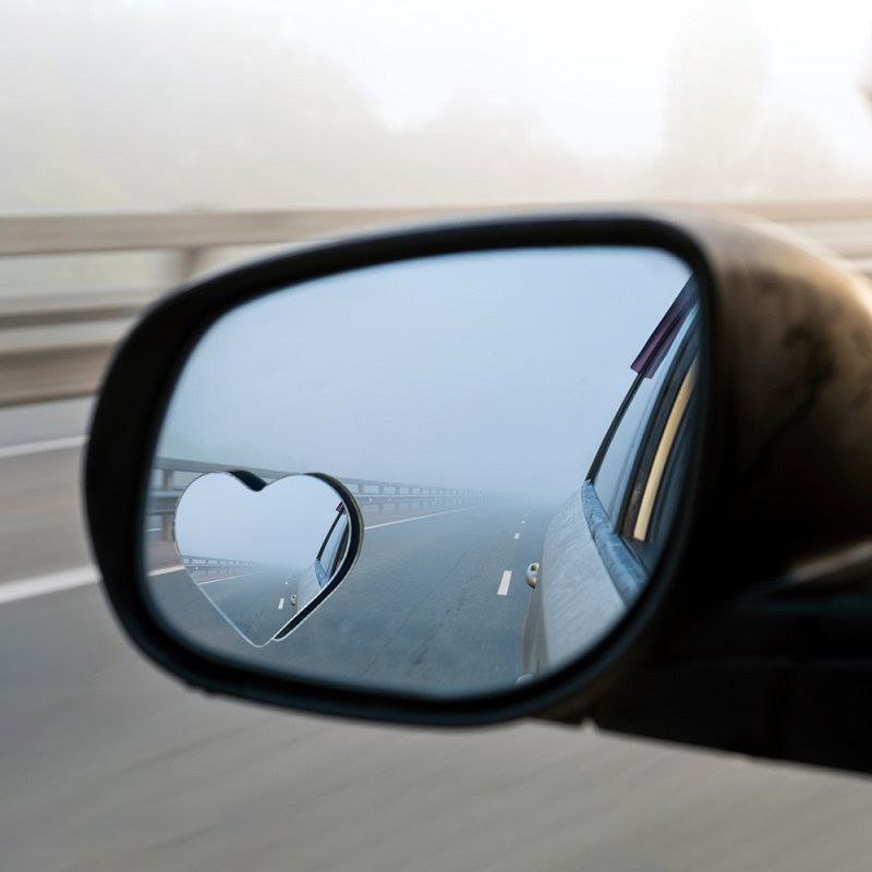 Car Rearview Mirror Heart-shaped Frameless Small Round Mirror