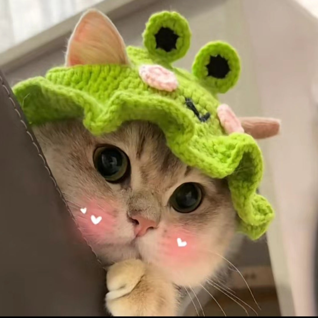Maid Horn Lace Pet Cat Knitted Hat