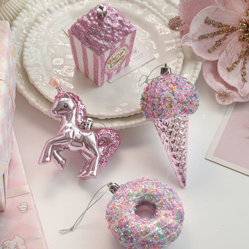 Plastic Pendant With Pastel Powder Cartoon Christmas Ornament