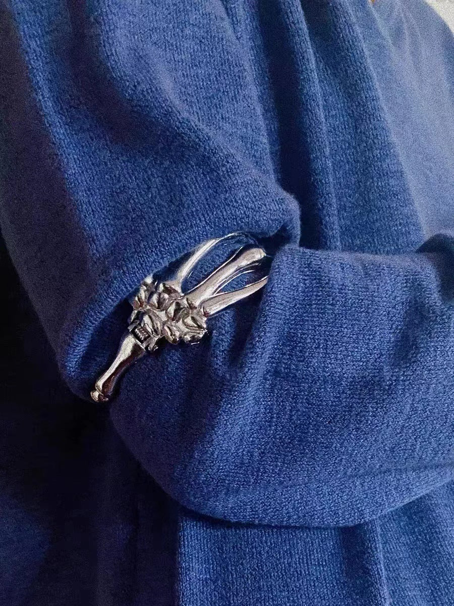 Skull Claw Adjustable Shirt Clip Metal Bracelet