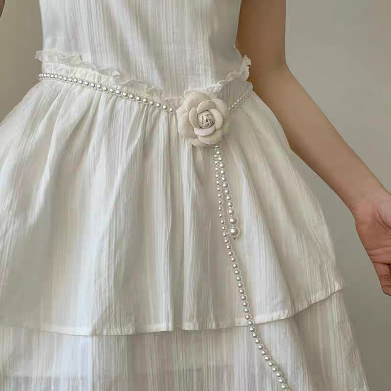 Ultra-girly Tassel Flower Pearl Waist Chainexclusive High-end Accessory For Stylish Waist Adornment