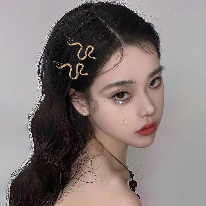 Retro Creative Snake-shaped Dark High-grade Versatile Personalized Cold Style Side Clip Fashion