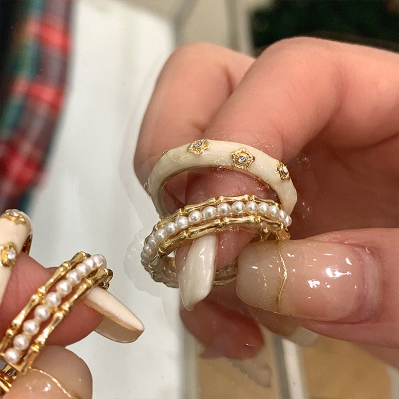 Personalized Minority Pearl Bamboo Joint Creative Ring