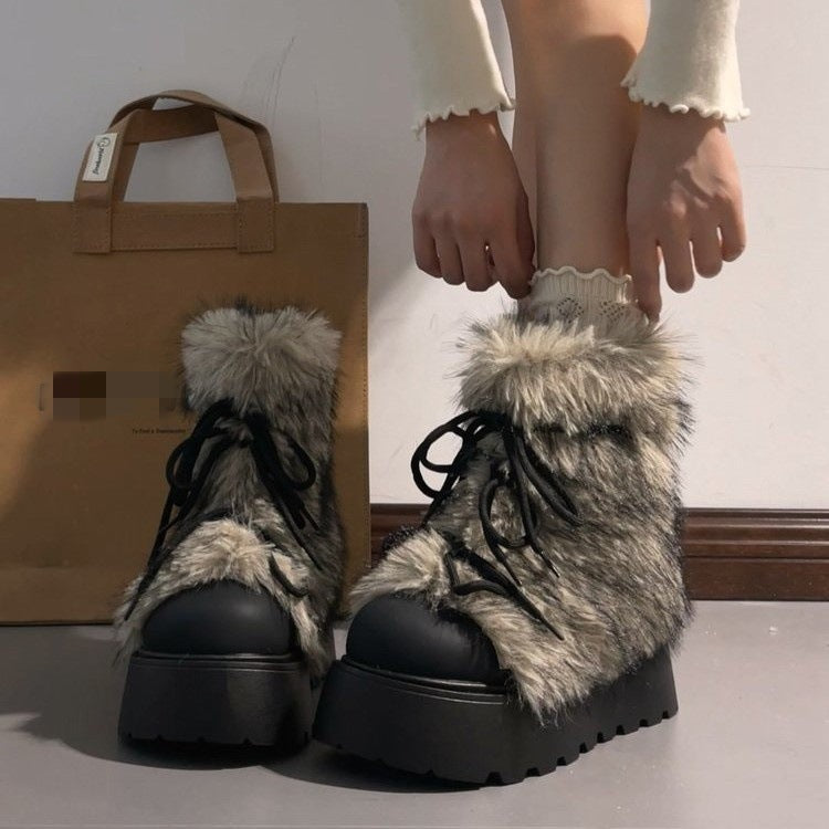 Thick Warm Fluffy Boots For Women