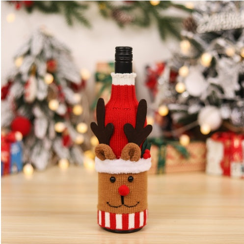 Christmas Decorations Old Man Snowman Bottle Cover Knitted