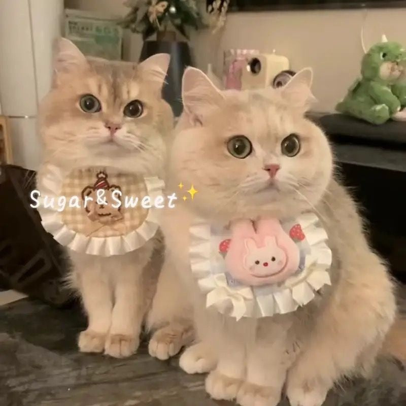 Pet's Saliva Towel Cat Bib Dog Lace Scarf