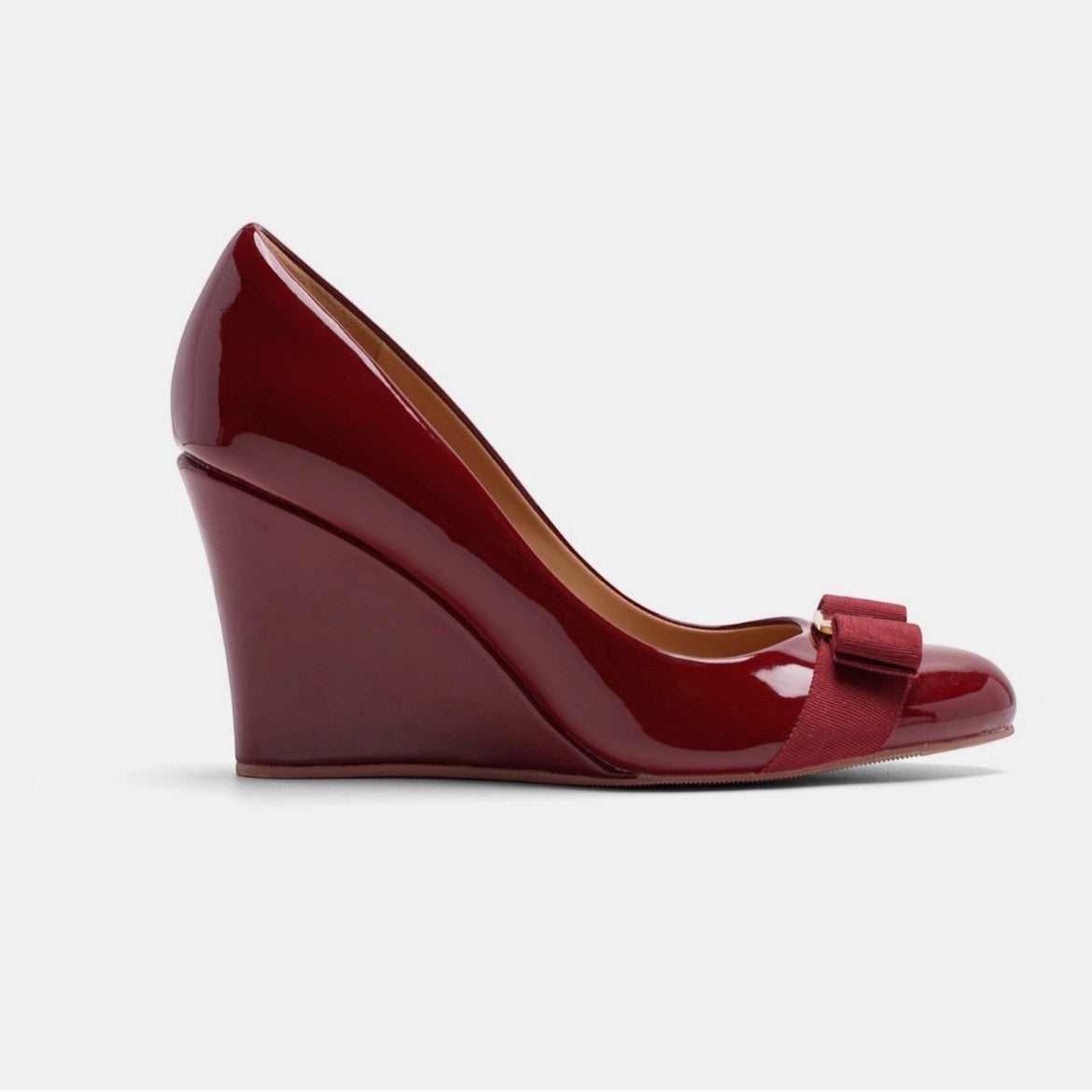 French-style Vintage Purple Suede Wedge Heels With Metal Buckles