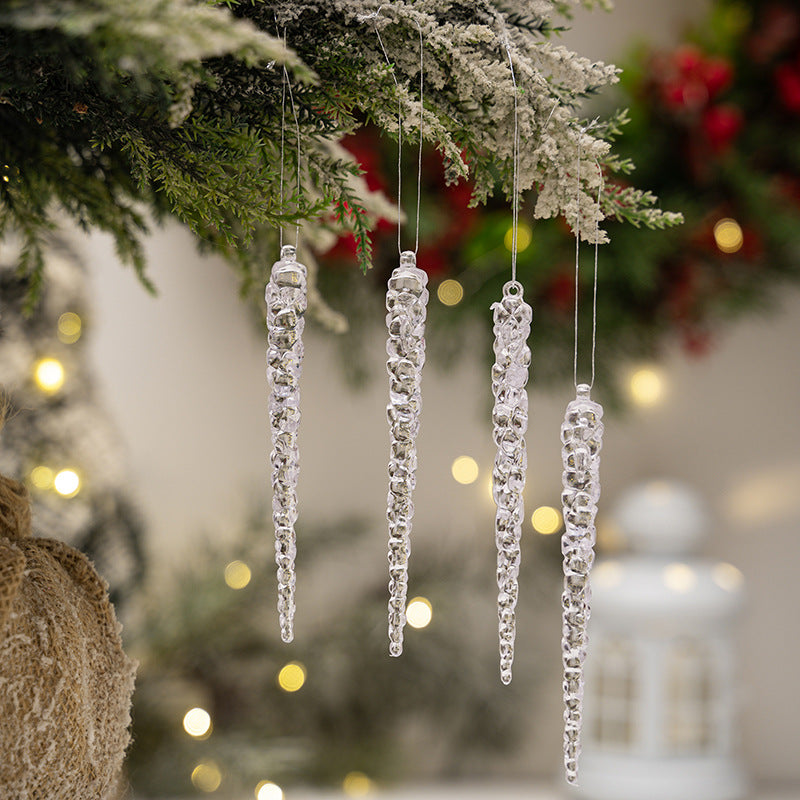 12PCS Christmas Decoration Transparent Icicle Ornaments