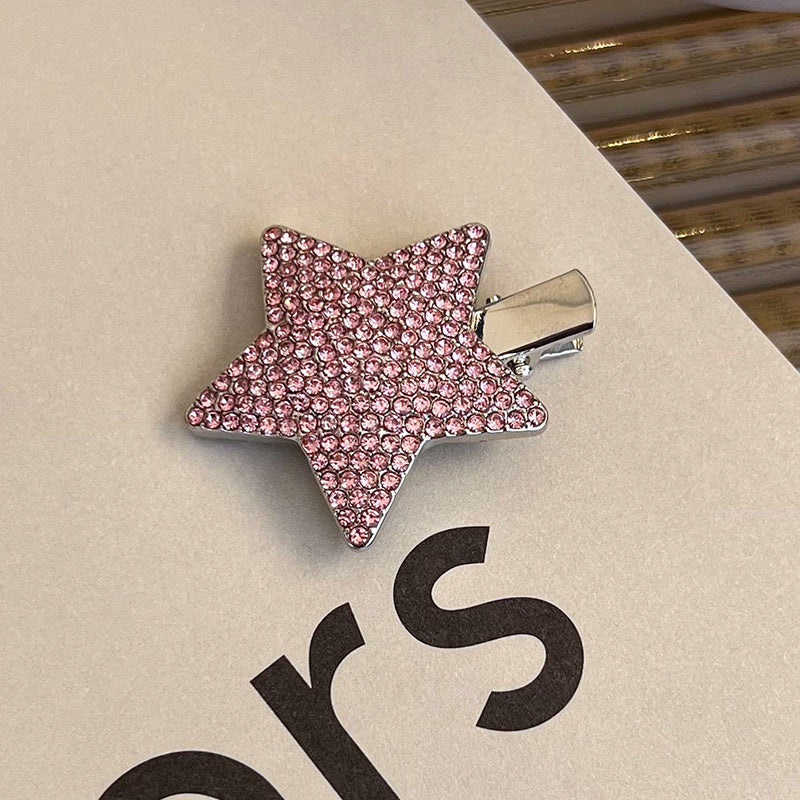 Heart Shape Rhinestone Side Bang Clip Sweet Cool Girl Metal Barrettes