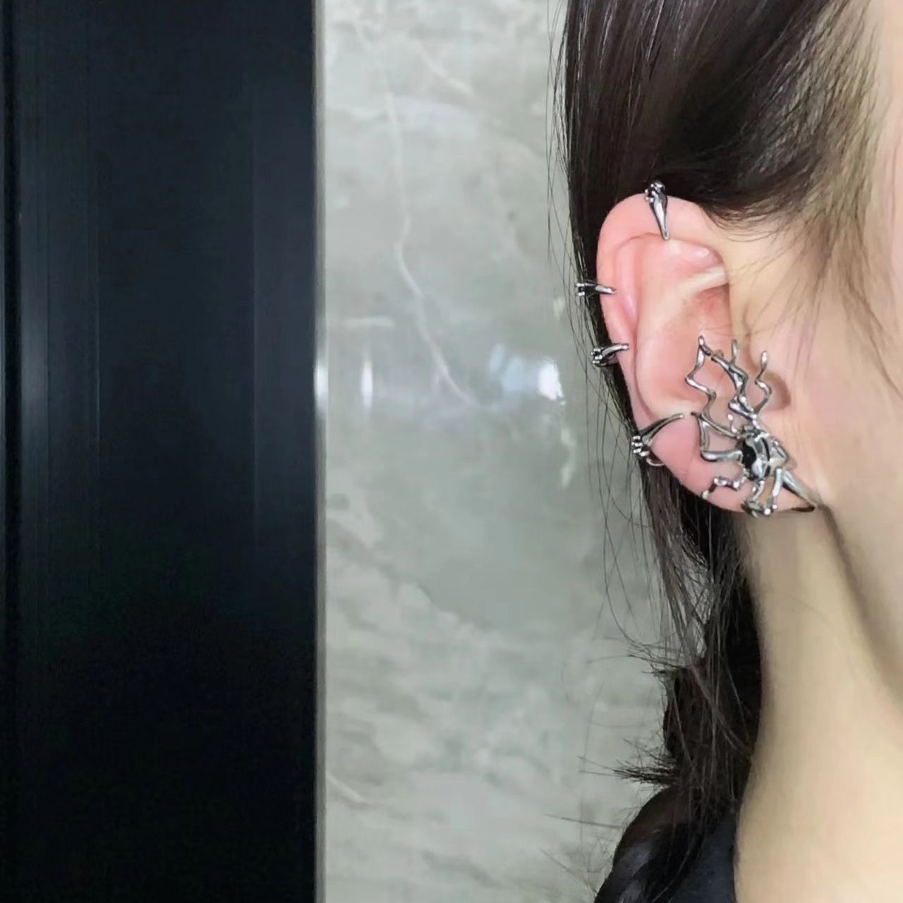 Dark Spider Ear Cuff Bone Clip