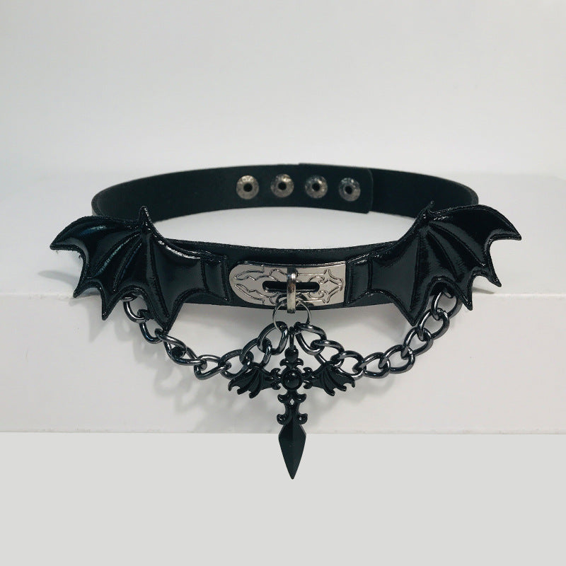 Dark Cross-winged Demon Collar Leather Punk-style Goth Accessory