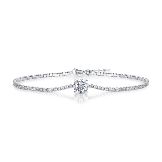 Dawn Dew - Top-quality Moissanite Fashionable Light Luxury Jewelry Silver Bracelet S925 Silver-plated Platinum