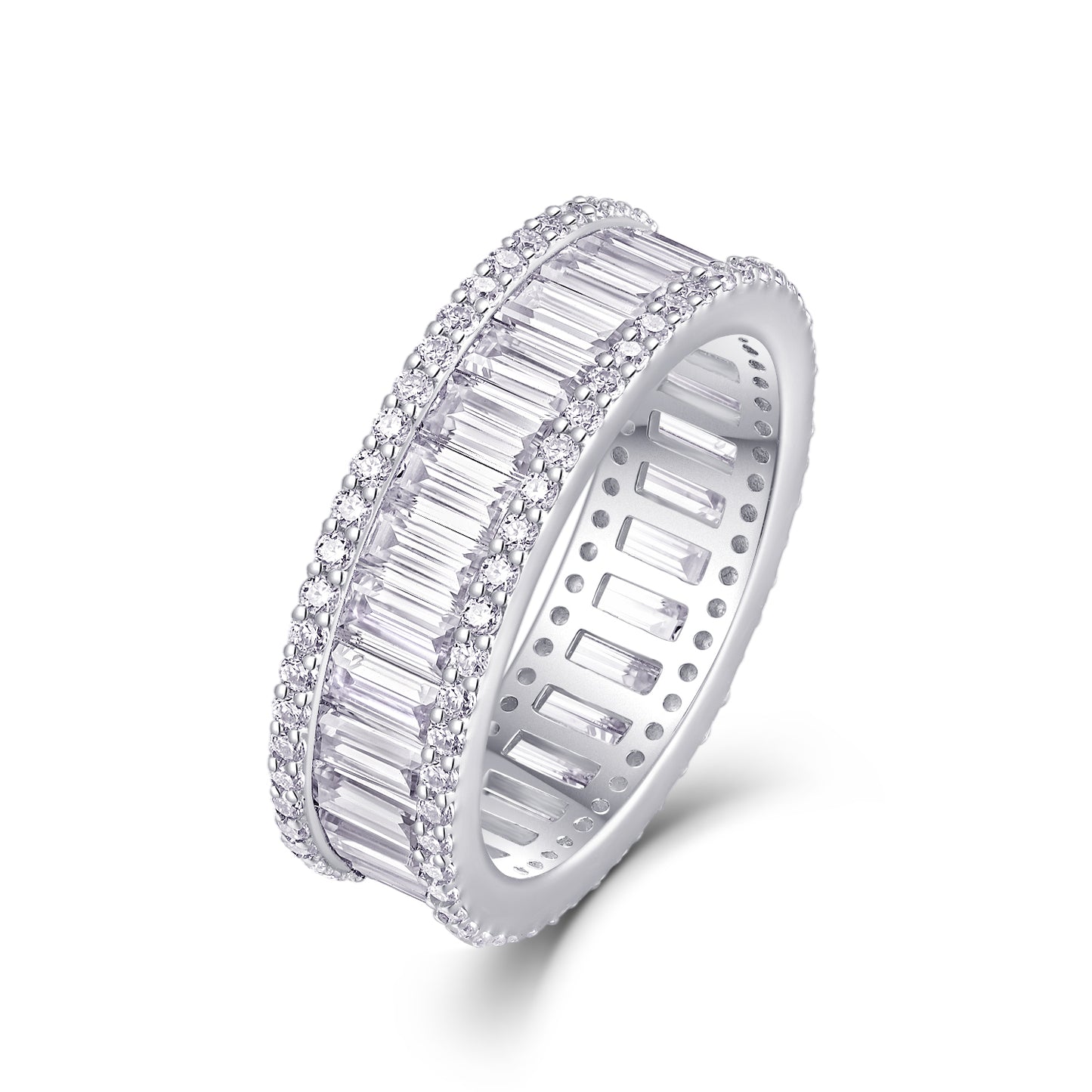 Note - Ring Set With Top-quality Square Moissanite S925 In Silver And Platinum-plated. The Ring Can Be Inspected With A Diamond Pen