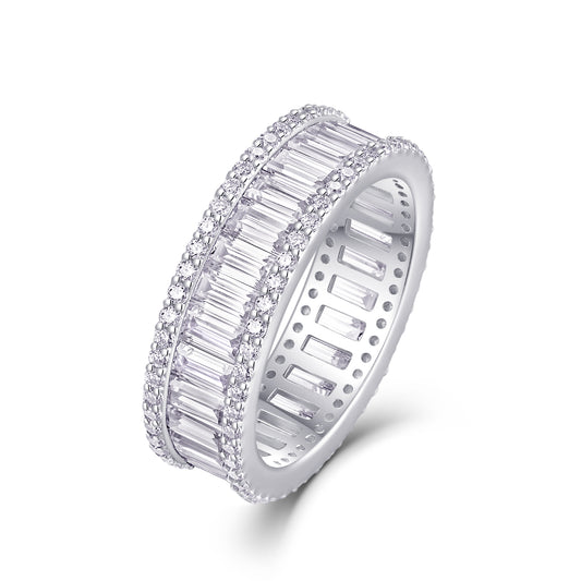 Note - Ring Set With Top-quality Square Moissanite S925 In Silver And Platinum-plated. The Ring Can Be Inspected With A Diamond Pen