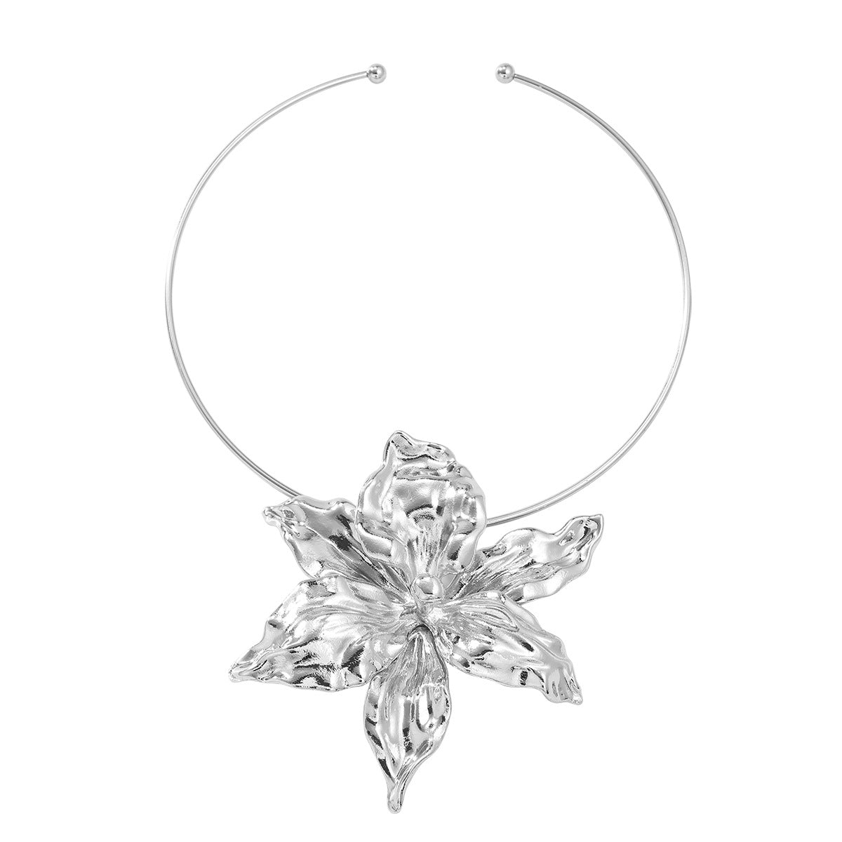 Womens Alloy Floral Choker Necklace In European And American Hip-Hop Style
