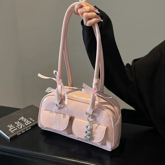 Bow-tie Ribbon Bowling Bag A Stylish High-capacity Shoulder And Tote Bag