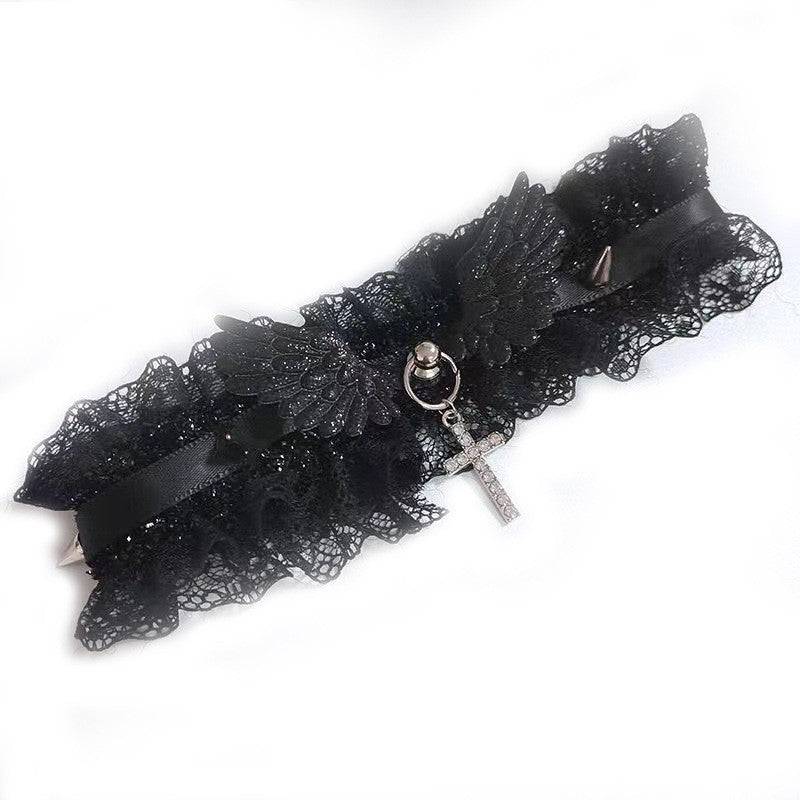 Punk Rivet Cross Collar Chain