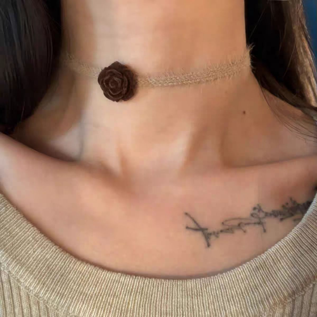 Fuzzy Rose Choker New Plush Necklace Design