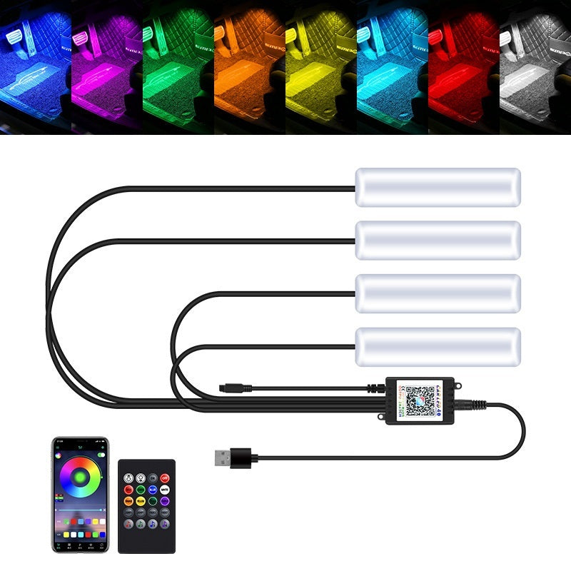 Car Atmosphere Light Car Interior No Modification Eight-Colors Atmosphere Light Car Foot Light