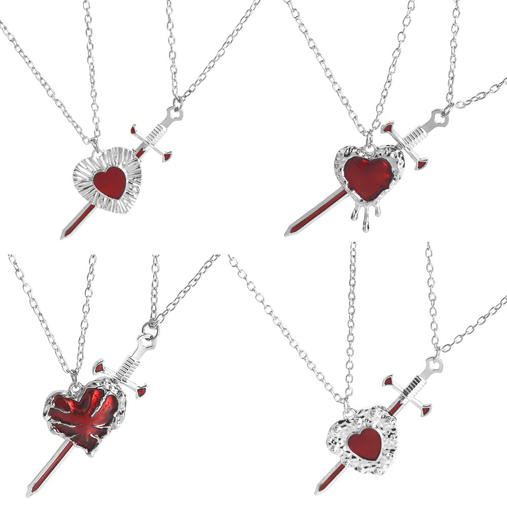 Women's European And American New Sword Peach Heart Pendant Necklace