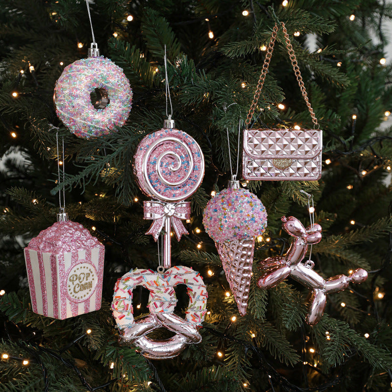Plastic Pendant With Pastel Powder Cartoon Christmas Ornament