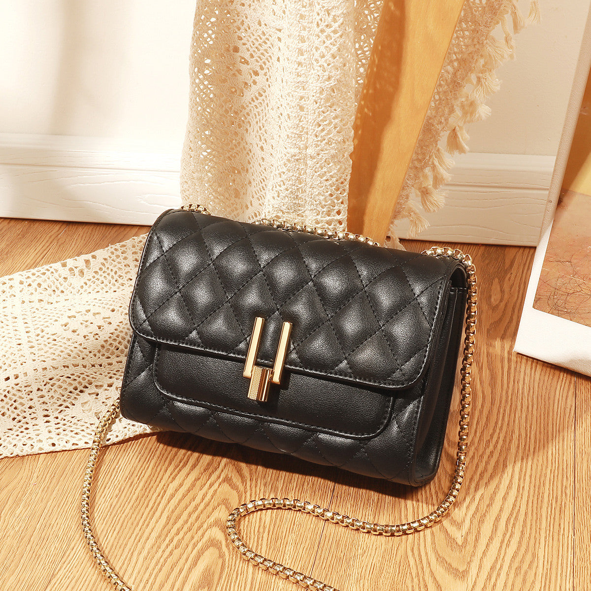 Lingge Chain Fashion Ladies One-shoulder Diagonal Bag