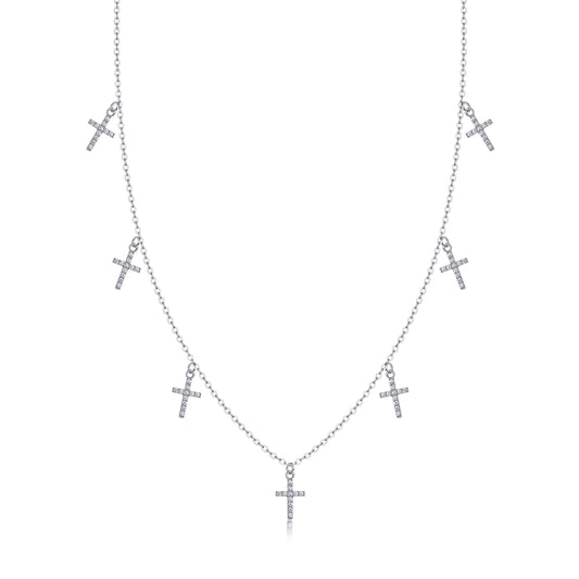 Holy Light Cross - A Fashionable And Light Luxury Jewelry Pendant Necklace Set With Top-quality Moissanite, S925 Silver Plated Platinum