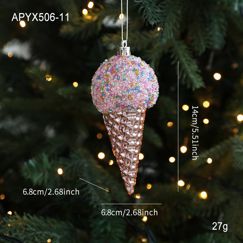 Plastic Pendant With Pastel Powder Cartoon Christmas Ornament