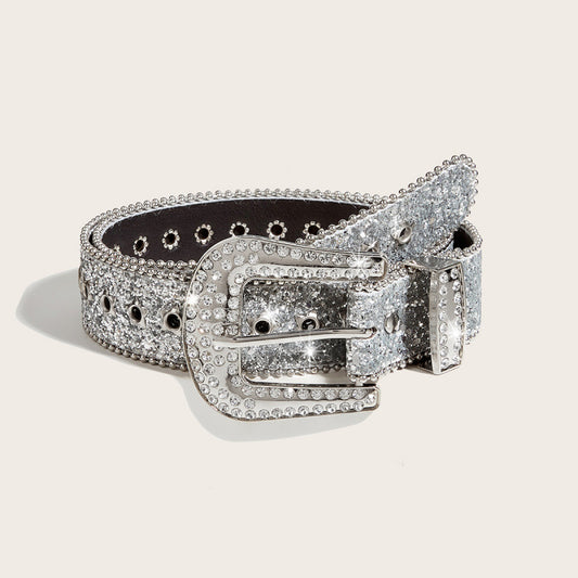 Rhinestone Belt With A Wide Design Trendy In European And American Styles
