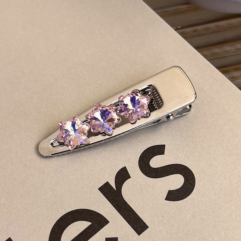 Heart Shape Rhinestone Side Bang Clip Sweet Cool Girl Metal Barrettes