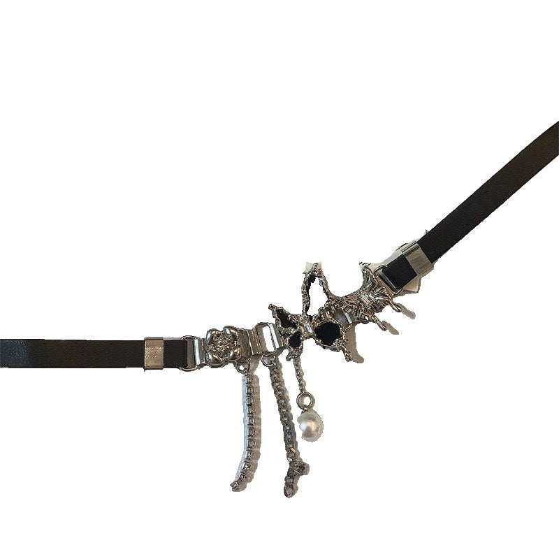 Dark Edgy Butterfly Pearl Necklace With A Sweet Yet Cool Vibe