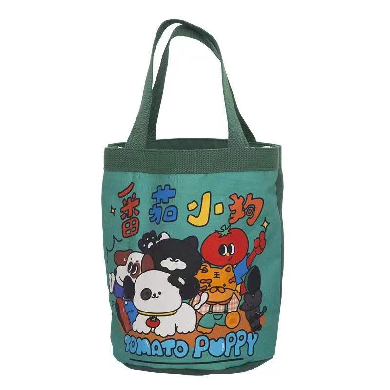 Cute Graffiti Ins Printing Cylinder Canvas Bucket Bag
