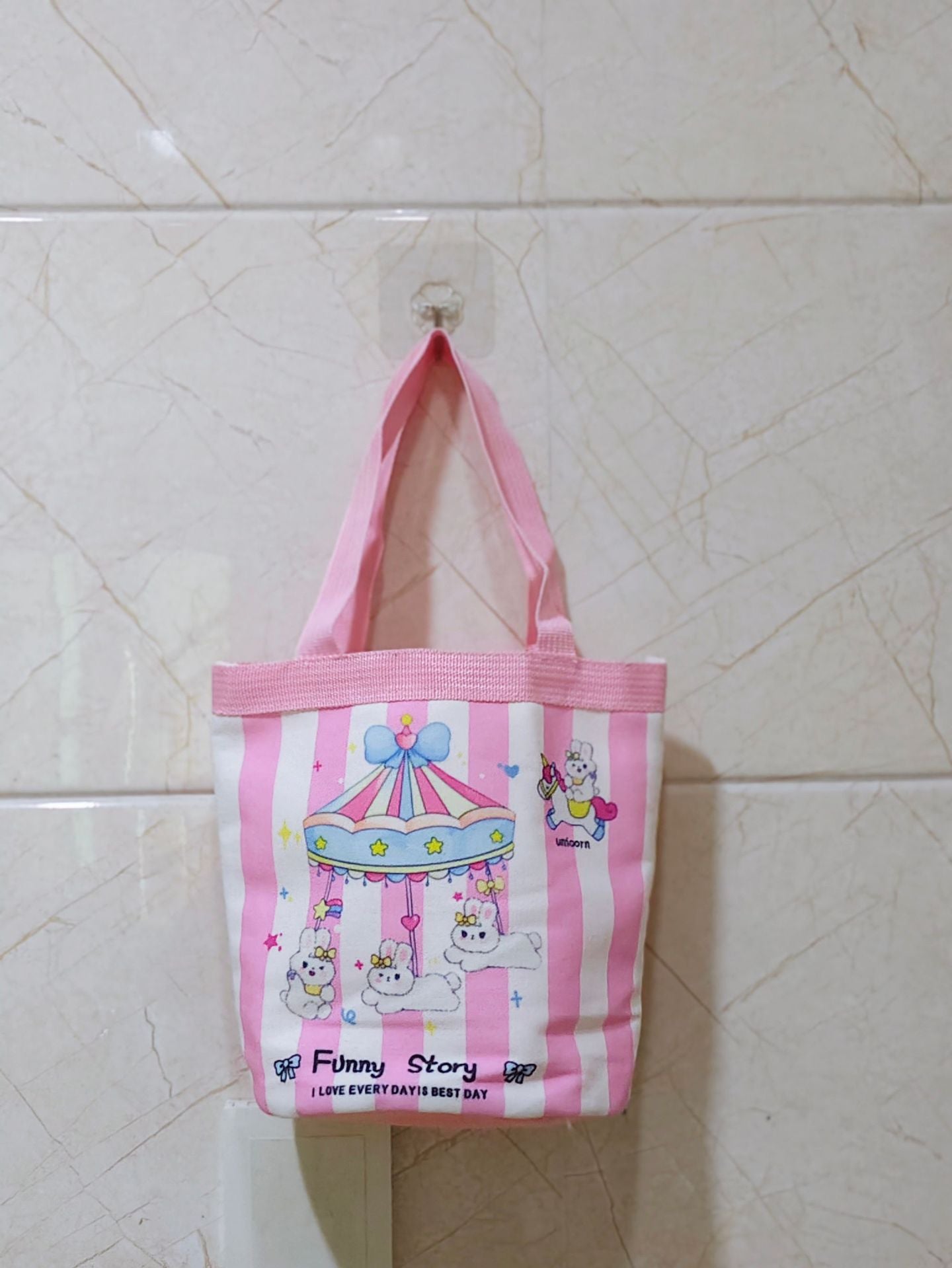 Cute Graffiti Ins Printing Cylinder Canvas Bucket Bag