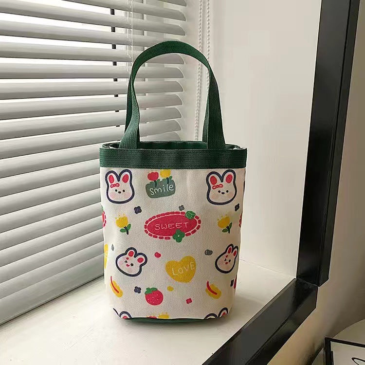Cute Graffiti Ins Printing Cylinder Canvas Bucket Bag