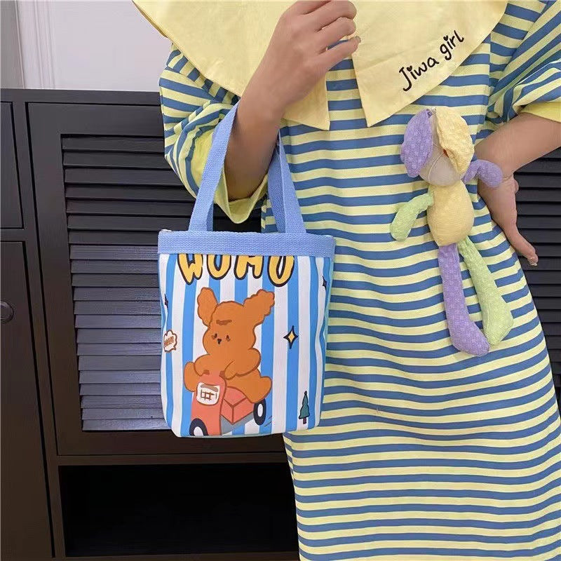 Cute Graffiti Ins Printing Cylinder Canvas Bucket Bag